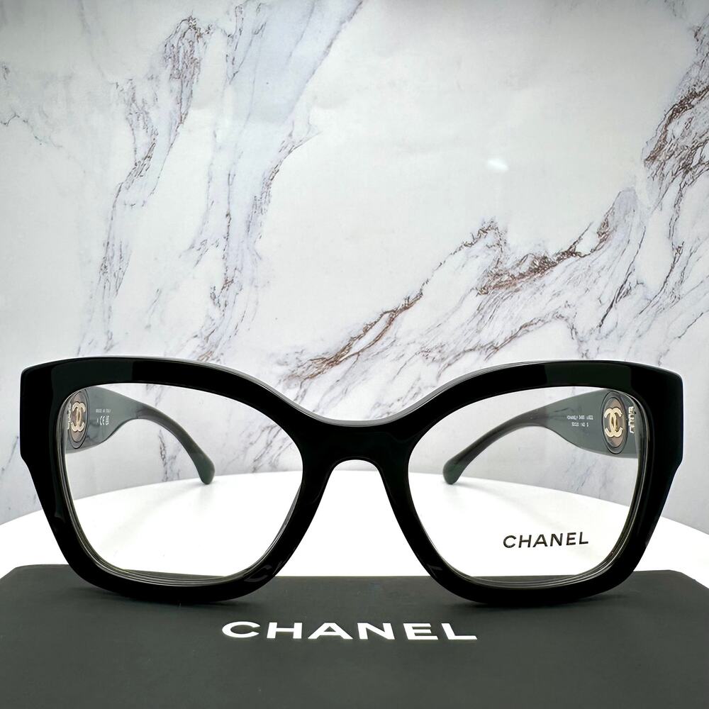 New CHANEL Eyeglasses Black 53mm Glasses Butterfly Gold CC Womens - Picture 6 of 16